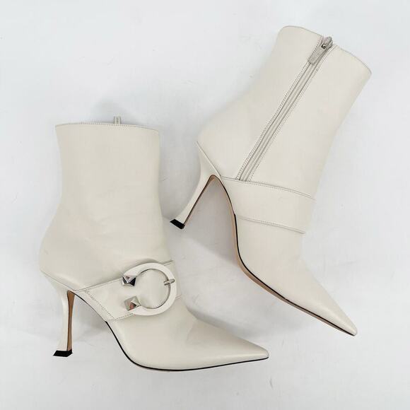 Jimmy Choo White Magik 90 Leather Pointed Toe Heeled Ankle Boot size IT 39 - Picture 3 of 13